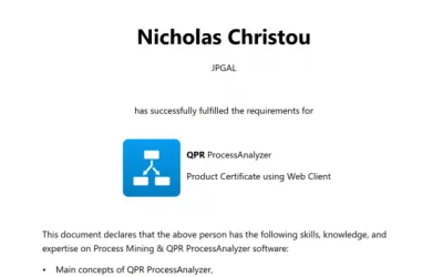 Nicholas Christou Gains Process Analyser Certification